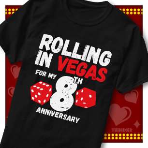 Camiseta Rolando Em Vegas 8º Aniversário Casal Engraçado