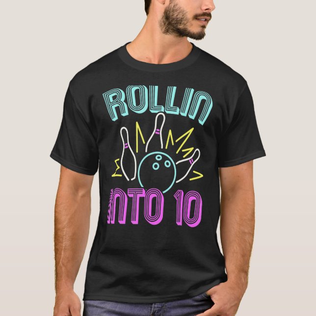Camiseta Rolando para 10 Boliches 10º Aniversário Bowler De (Frente)