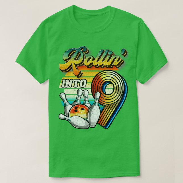 Camiseta Rolando para 9 Boliches Festa de aniversário 9º an (Frente do Design)