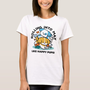 Camiseta Rolando Para Maio Como Pups Felizes - Cachorro Pri