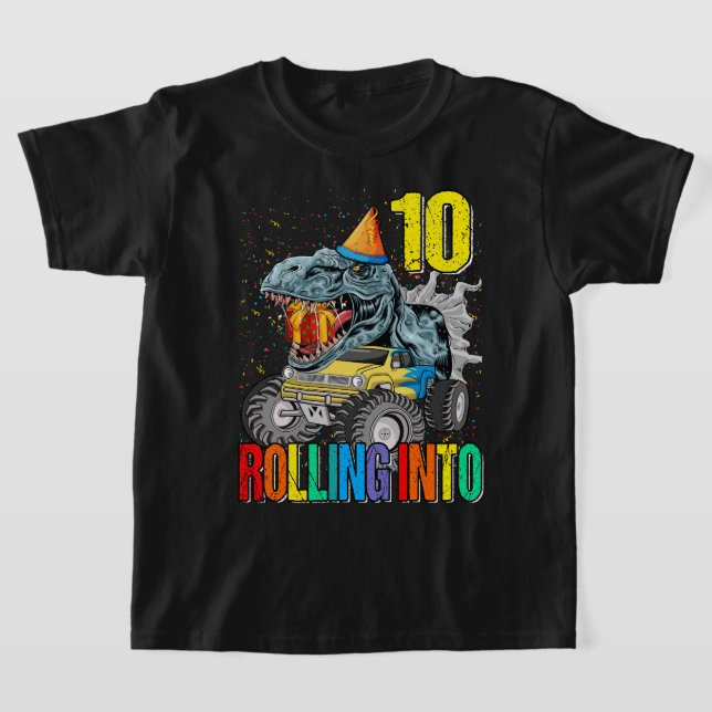 Camiseta Rolando para o 10º aniversário do Dinossauro Monst (Postura )
