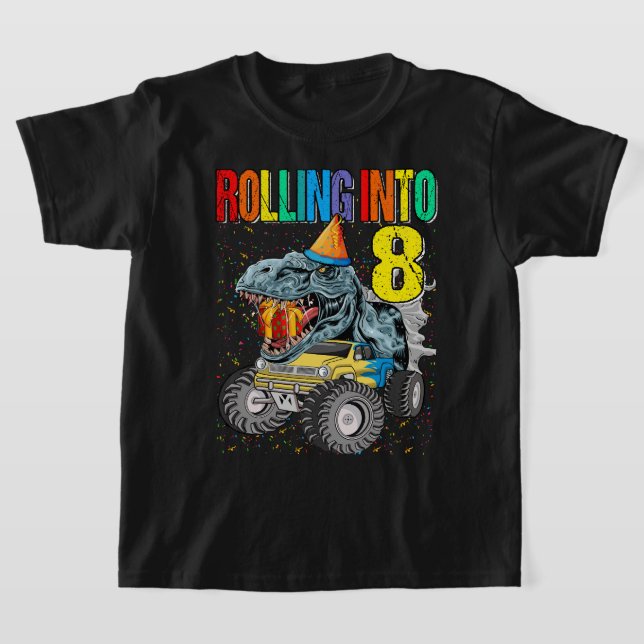 Camiseta Rolando para o 8º aniversário do Dinossauro Monstr (Postura )