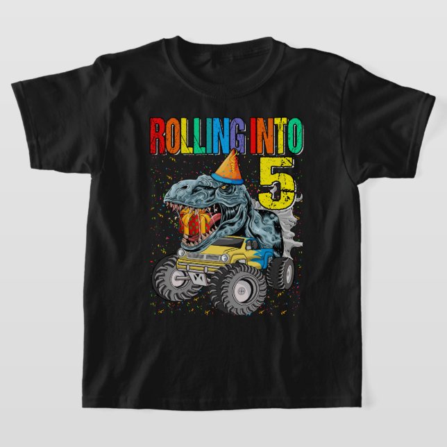 Camiseta Rolando Para O Dinossauro De Caminhão Do Monstro D (Postura )