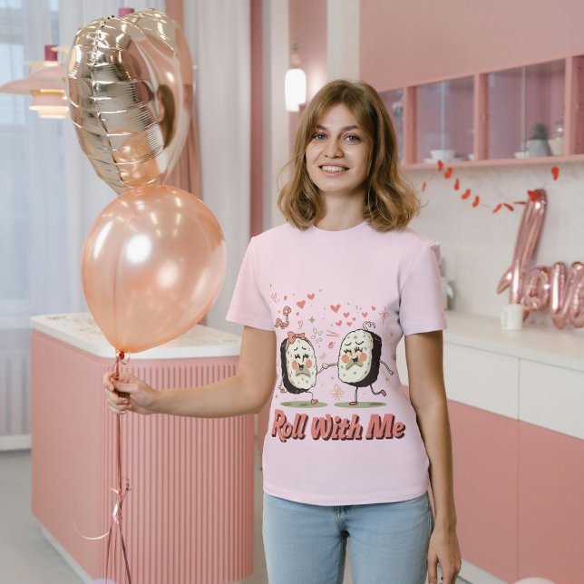 Camiseta Rolar Comigo Engraçado Sushi Love Pun (Criador carregado)