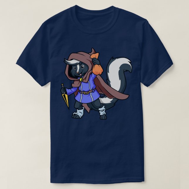 Camiseta Roleplay Character Thief Rogue Skunk (Frente do Design)