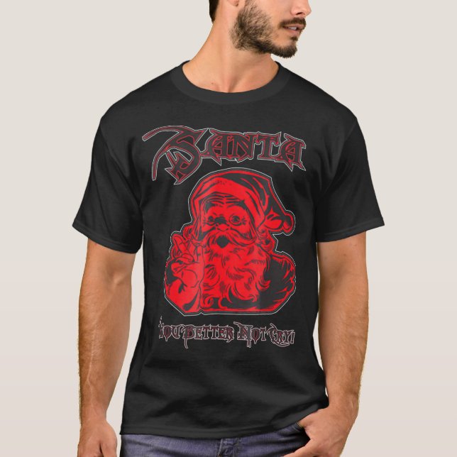 Camiseta Roll de Rocha de Natal do Papai Noel de Metal Pesa (Frente)