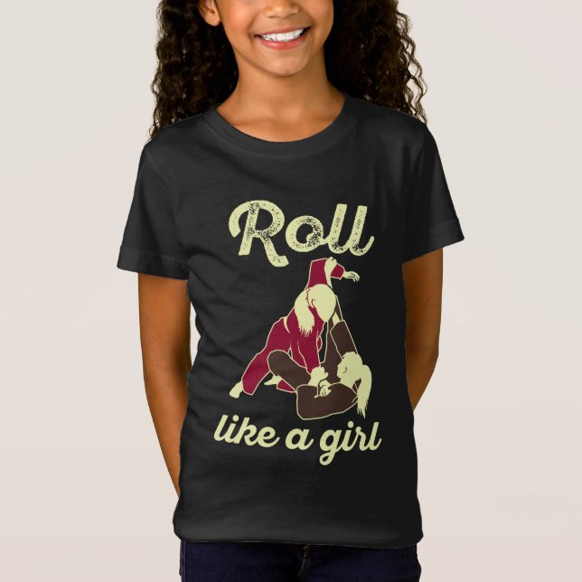 Camiseta Roll Like a Girl Brasileira Jiu Jitsu BJJ (Frente)
