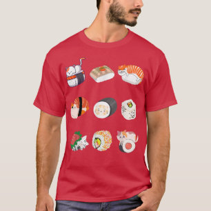Camiseta Roller de sushi de comida de gato, amante de filme