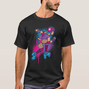 Camiseta Roller Derby Girl Roller Skater Com Pintor Spray D