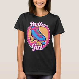 Camiseta Roller Girl Pink Blue 80s — Skate do cilindro de v