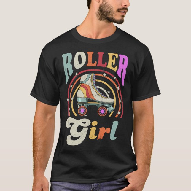 Camiseta Roller Girl Retro Roller Derby Roller Skating Roll (Frente)
