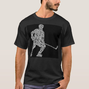Camiseta Roller Hockey Player Word Art, Typog Inline de Hoc