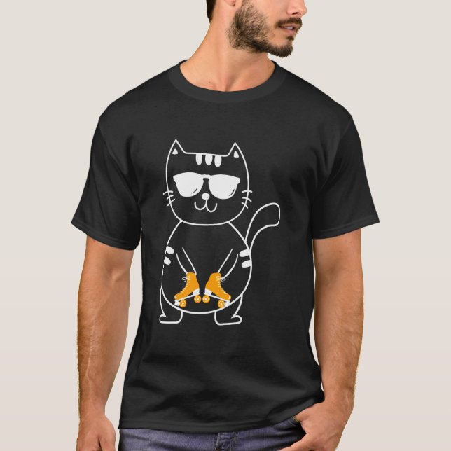 Camiseta Roller Skating Cat Skater Roller Skates Roller Ska (Frente)