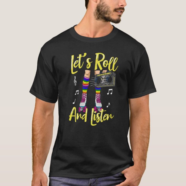 Camiseta Rollerskating Inline Skate Roller 70s Party Vinta (Frente)