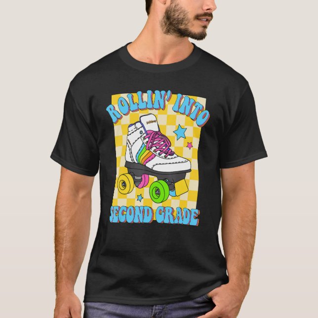 Camiseta Rollin' Em Patinador De Raios De segundo De Volta  (Frente)