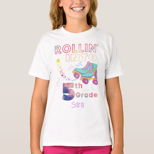 Camiseta Rollin' Em Raparigas Do Quinto Grau, Fora-Trás (Frente)