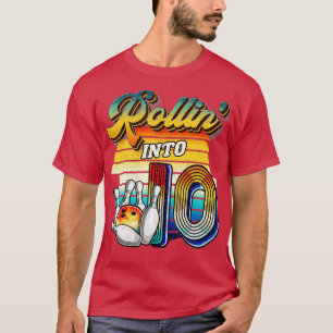 Camiseta Rollin Into 10 Bowling Birthday Party 10th Birthda