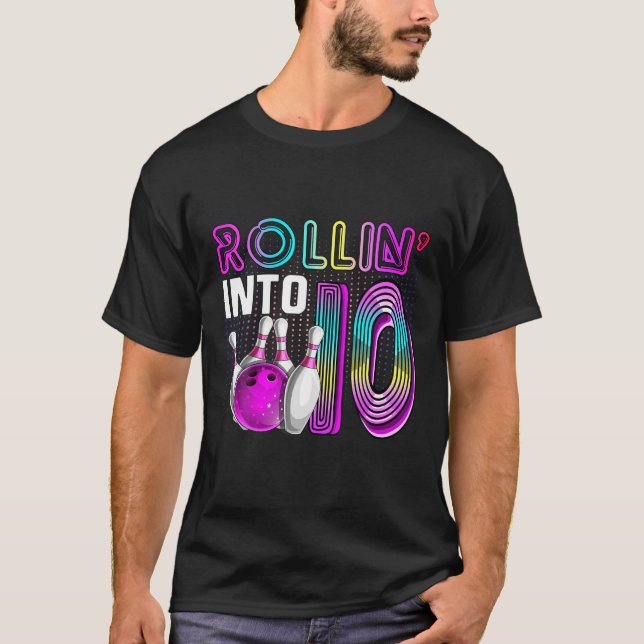 Camiseta Rollin Para 10 Boliches, Festa de aniversário 10º  (Frente)