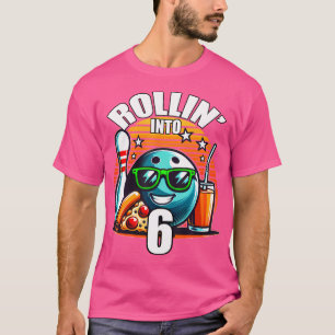 Camiseta Rollin para 6 Boliche de 6 de Festa de aniversário
