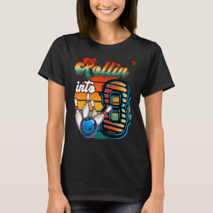 Camiseta Rollin para 8 Boliches Festa de aniversário 8º ani