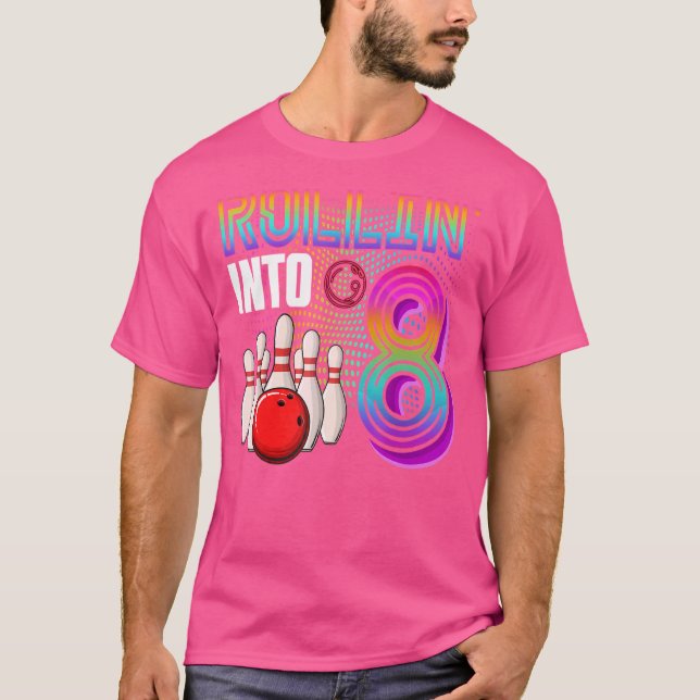 Camiseta Rollin para a Garota de Aniversário da Boliche 8 A (Frente)