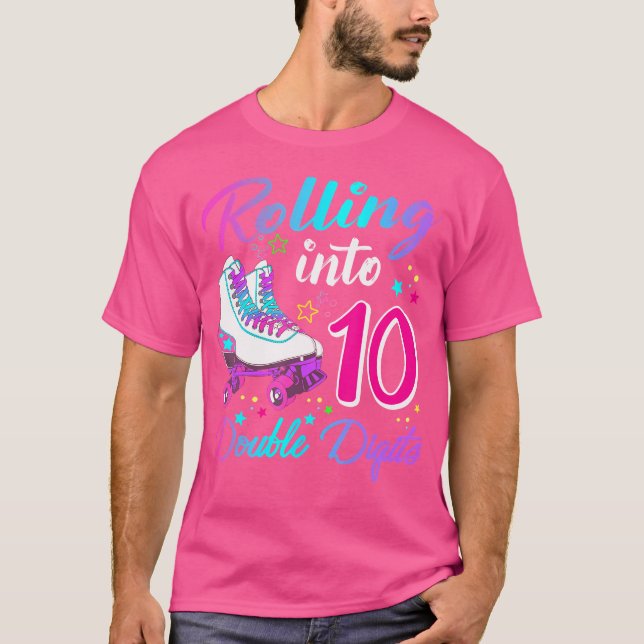 Camiseta Rolling Into 10 Double Digits Roller Skates 10Th B (Frente)