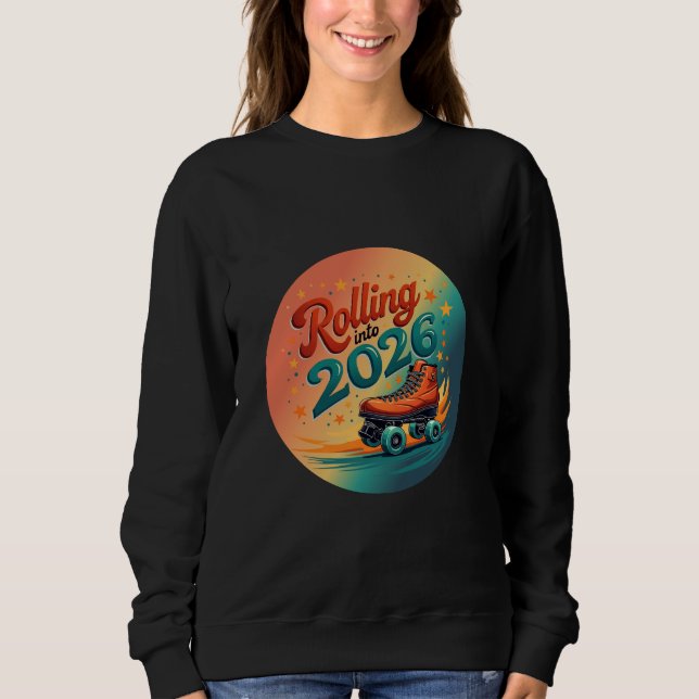 Camiseta Rolling Into 2026 Retro Skate Sweatshirt (Frente)
