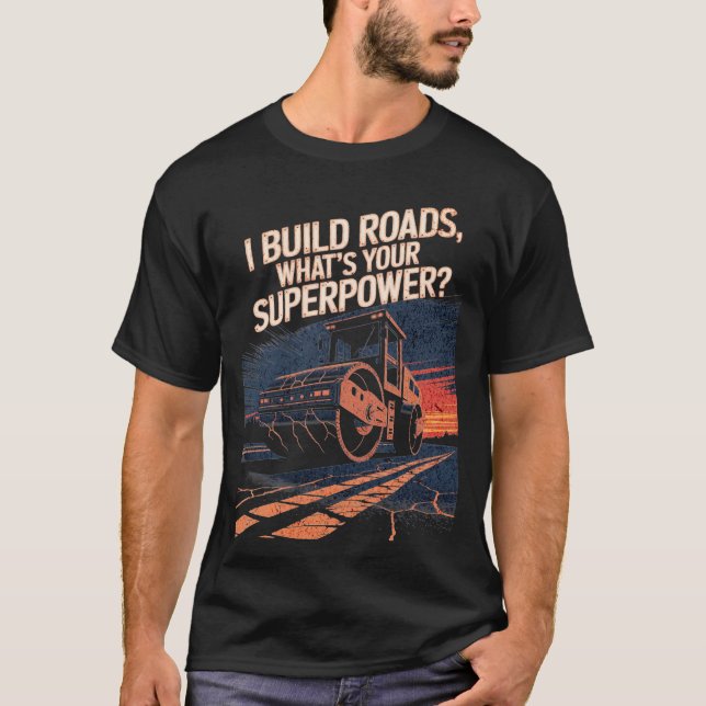 Camiseta Rolo Compressor Citação Engraçada Equipe de Constr (Frente)