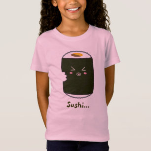 Camiseta Rolo de sushi de Kawaii com Bitemark