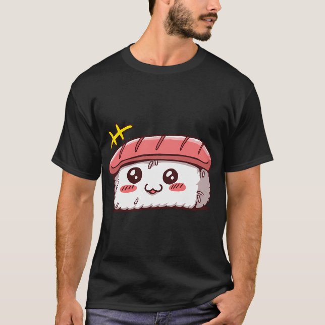 Camiseta Rolo de Sushi Kawaii Fofo - Comida Japonesa (Frente)