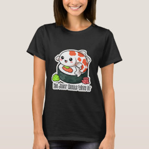 Camiseta Rolo de Sushi Kawaii Koi - Arte de Comida Engraçad