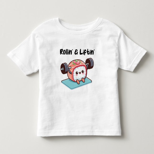 Camiseta Rolo de Sushi Levantando Pesos (Frente)