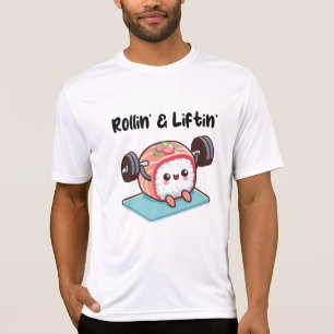 Camiseta Rolo de Sushi Levantando Pesos