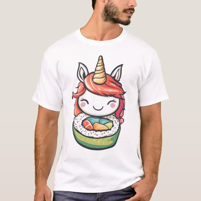 Camiseta Rolo de Sushi Unicórnio (1) (Frente)