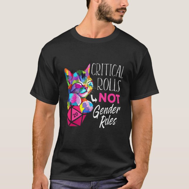 Camiseta Rolos Críticos Não Funções de Gênero Dice Boardgam (Frente)