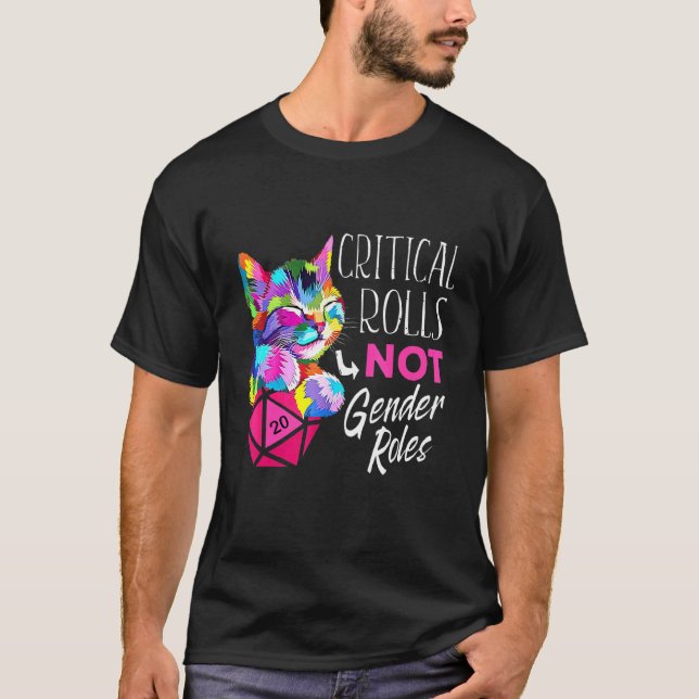 Camiseta Rolos Críticos Não Funções de Gênero Dice Boardgam (Frente)
