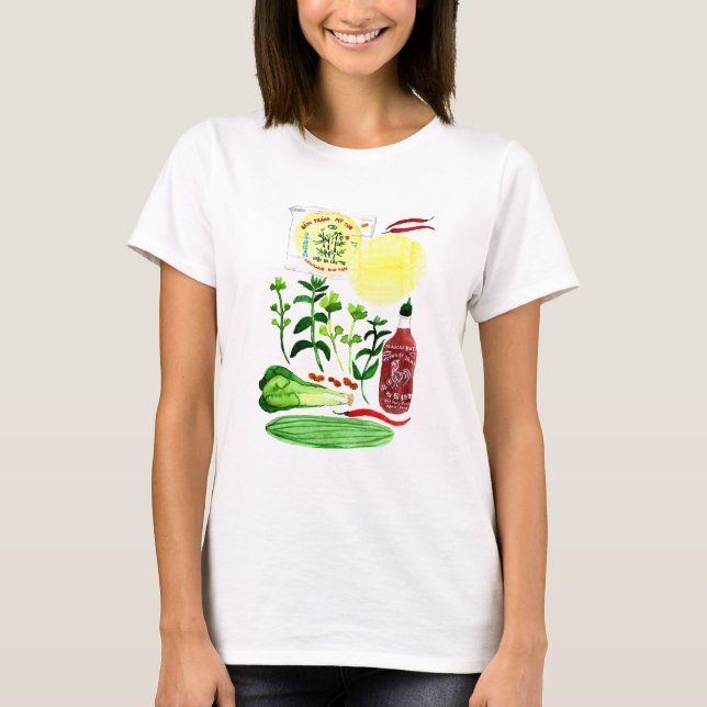 Camiseta Rolos de Arroz Vietnamitas Recebem Aquarela (Frente)