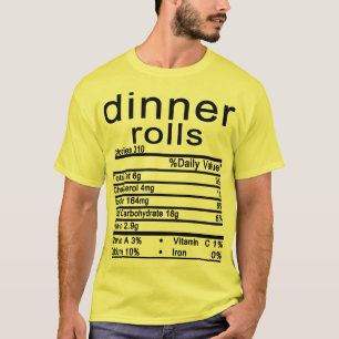 Camiseta Rolos de janto Fatos Nutricionais Ação de Graças
