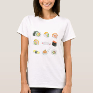 Camiseta Rolos de Sushi em Aquarela