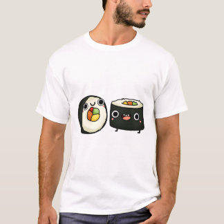 Camiseta Rolos de Sushi Kawaii Felizes
