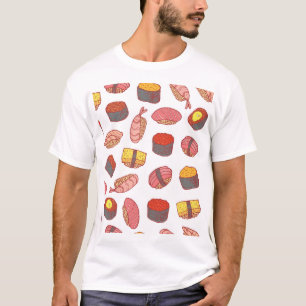 Camiseta Rolos de Sushi, rabisco, papel de parede colorido