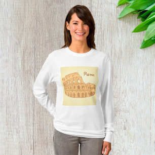Camiseta Roma Colosseum Sketch Mulheres de longa Capa