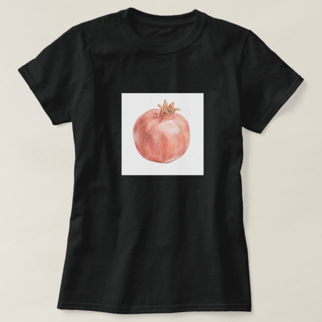 Camiseta Romã Fruta Retro Amante de Comida (Frente do Design)