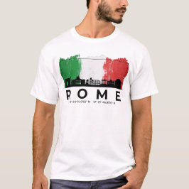 Camiseta Roma Itália Bandeira de Pincel de Paisagem Cívica