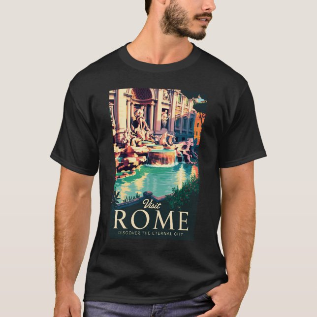 Camiseta Roma Itália Trevi - Fonte de Ilustração Viagem Art (Frente)