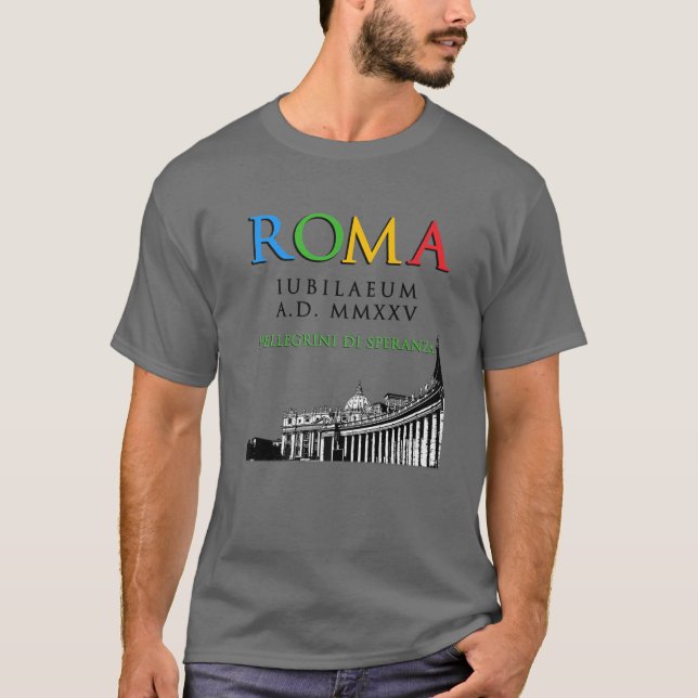 Camiseta Roma Jubileu Peregrinos Da Esperança 2025, Deus Cr (Frente)