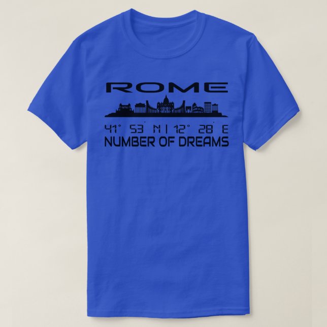 Camiseta Roma Skyline Silhouette Coordenadas GPS (Frente do Design)
