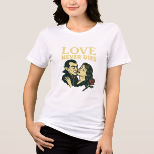 Camiseta Romance Gótico - O Amor Nunca Morre Vampiro Silhou