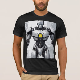 Camiseta Romance Gráfico Cyborg Mecha Blindado Branco