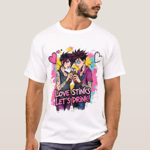 Camiseta Romance rebelde: O amor fede, vamos beber
